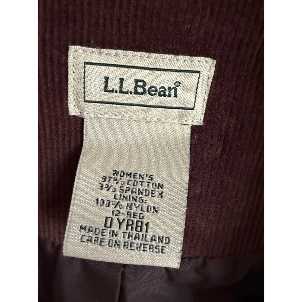 LL Bean Corduroy Blazer Womens 12 Regular Brown 3-Button Cotton Stretch Academia - Picture 4 of 10